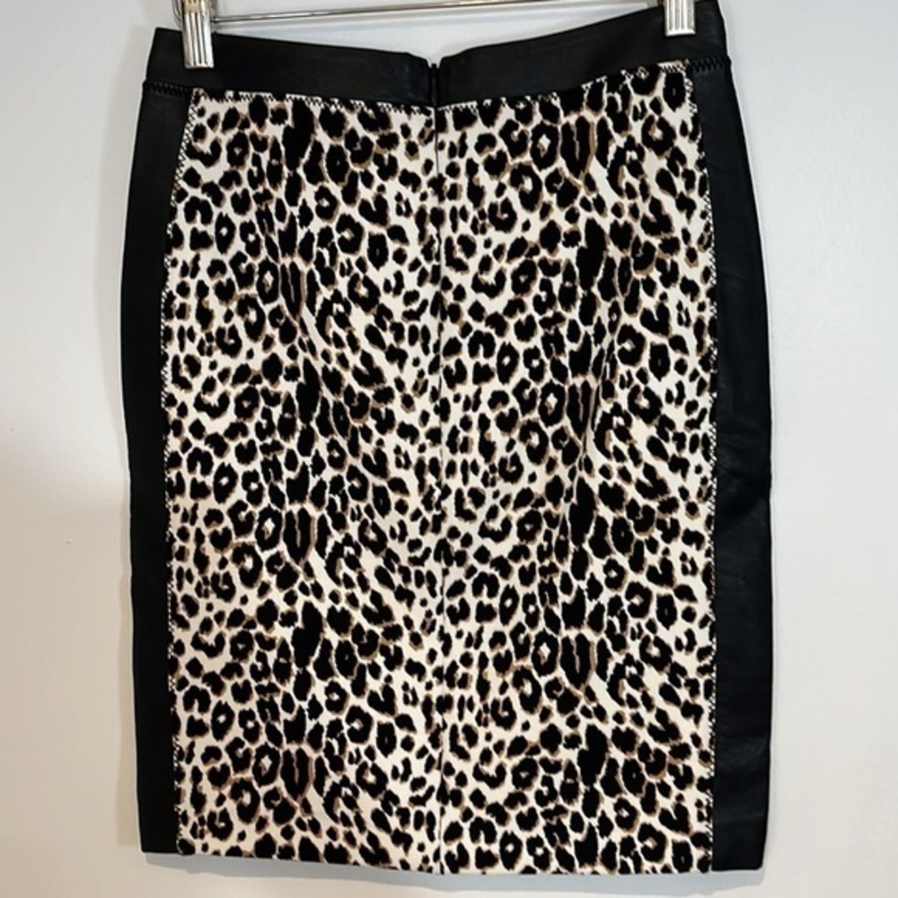 Club Monaco leopard stretch pencil skirt with faux leather detail size 00 - Picture 5 of 6